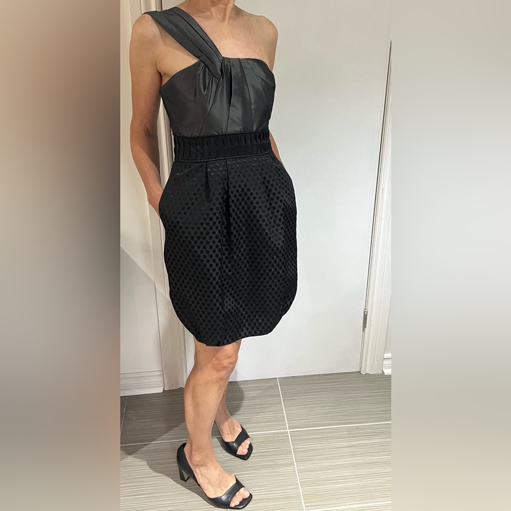 Max & Cleo Gray One Shoulder Cocktail Dress